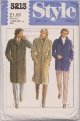 3213 STYLE MEN'S LINED COAT OR JACKET, BELT PATTERN 40 UNCUT